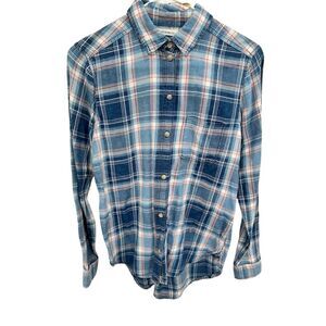 American Eagle Women's XS‎ Blue Plaid Flannel Boyfriend Shirt